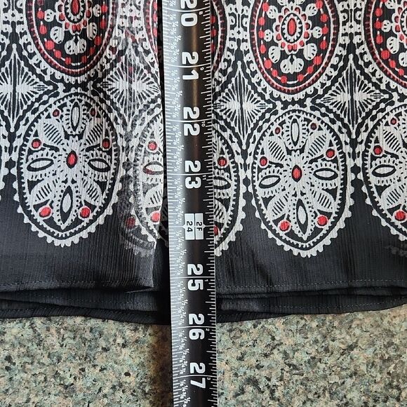 Ruby Rd Black White Red Patterned Knee-Length A-Line Skirt Women 18 Polyester - Picture 7 of 7